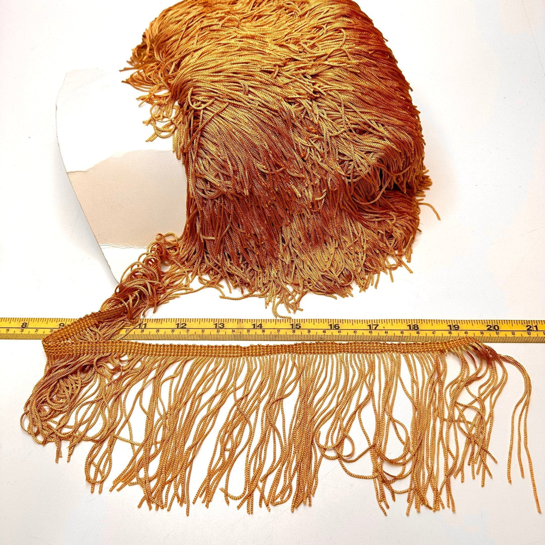 3 ⅔" (95mm) Fringe Tape Trim - Gold - 1M - True Deadstock supplies Fabric by private - Sustainable Textile | FABCYCLE