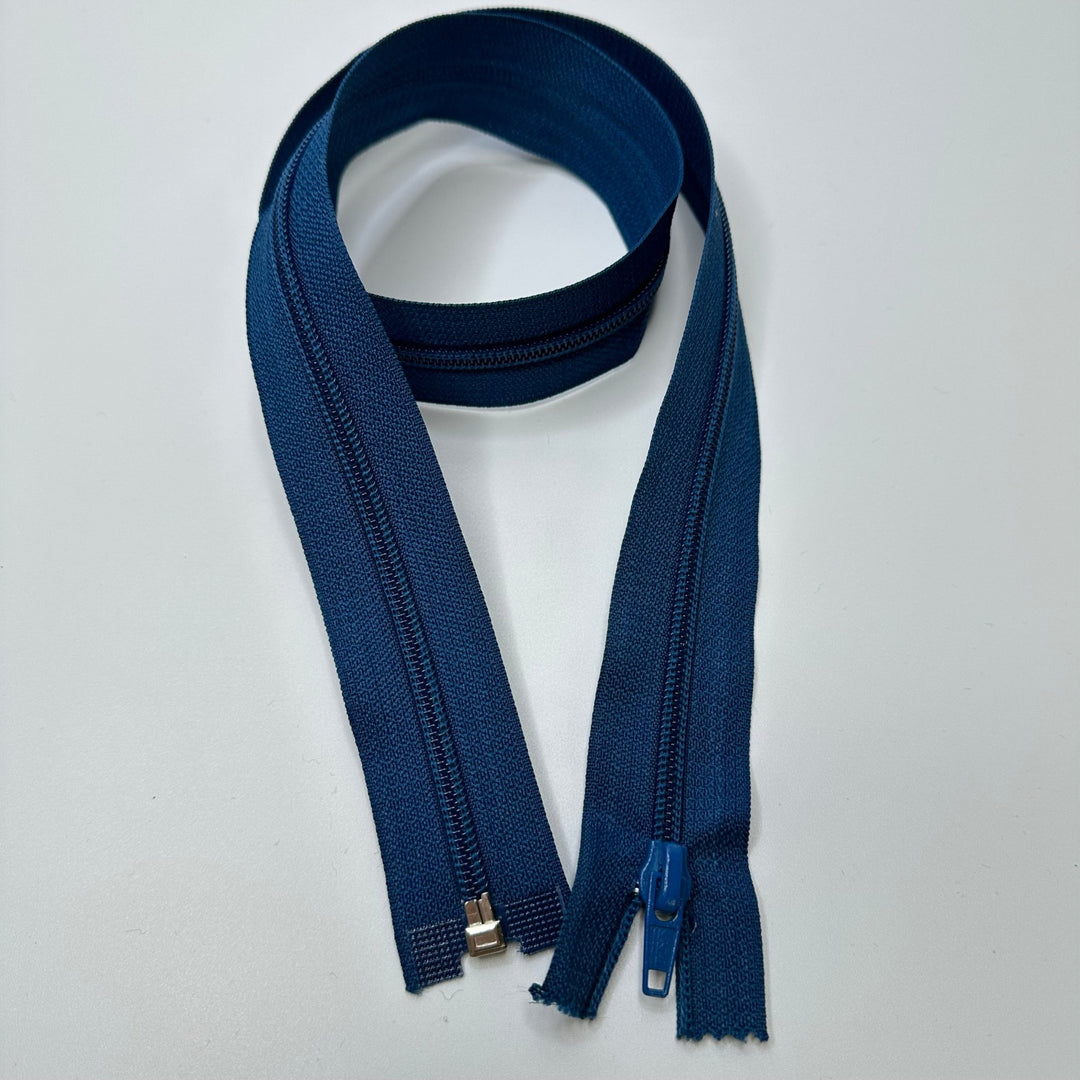 30" KKF Coil Zipper - Separating - Dark Blue - True Deadstock supplies Fabric by private - Sustainable Textile | FABCYCLE