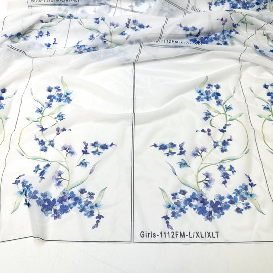 Print Mesh Scraps Pack - Mesh Poly/Spandex Knit - Blue/White Floral - Bundles - FABCYCLE Deadstock and Sustainble Fabrics and Sewing Supplies