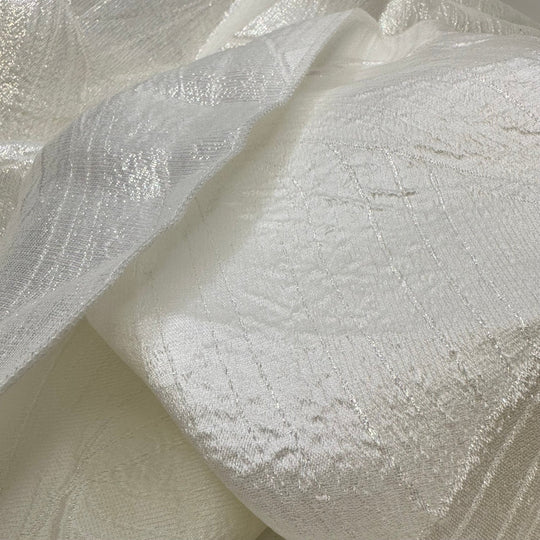 3D Effects - Metallic Jacquard Poly Woven - Cream Floral - 1M 2 Pack - True Deadstock fabric Fabric by private - Sustainable Textile | FABCYCLE