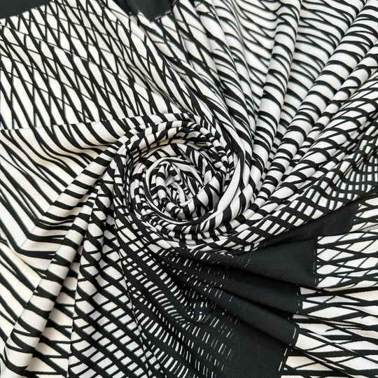 3D Modeling - Polyester Blend Knit - White/Black Geometric - 1.5M Bundle - True Deadstock fabric Fabric by private - Sustainable Textile | FABCYCLE