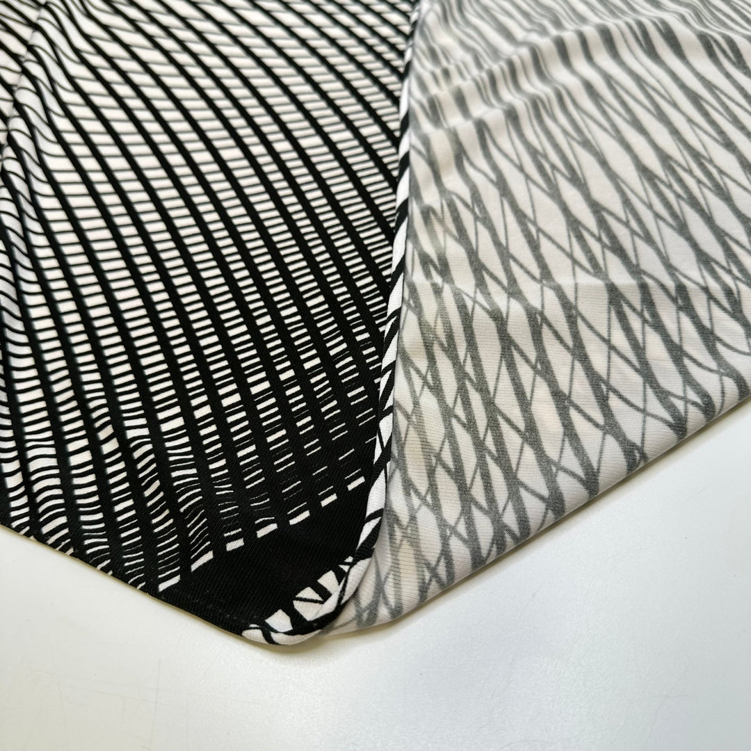 3D Modeling - Polyester Blend Knit - White/Black Geometric - 1.5M Bundle - True Deadstock fabric Fabric by private - Sustainable Textile | FABCYCLE