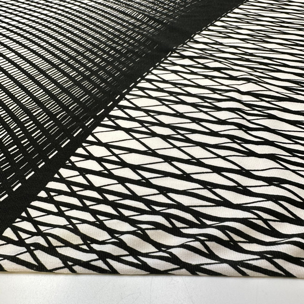 3D Modeling - Polyester Blend Knit - White/Black Geometric - 1.5M Bundle - True Deadstock fabric Fabric by private - Sustainable Textile | FABCYCLE