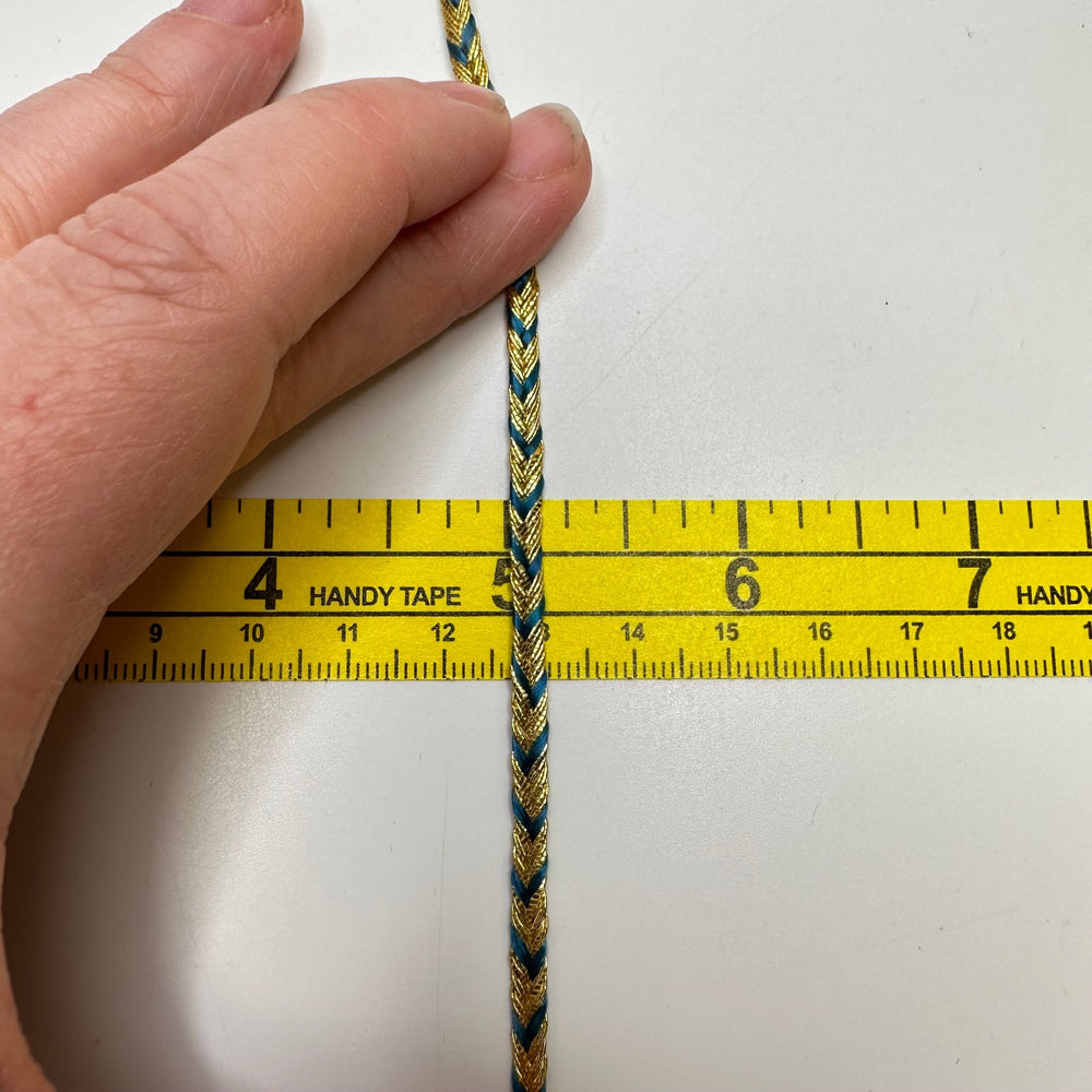 ⅛" (3mm) Braided Tape Trim - Blue/Gold - 3M Bundle - True Deadstock supplies Fabric by private - Sustainable Textile | FABCYCLE