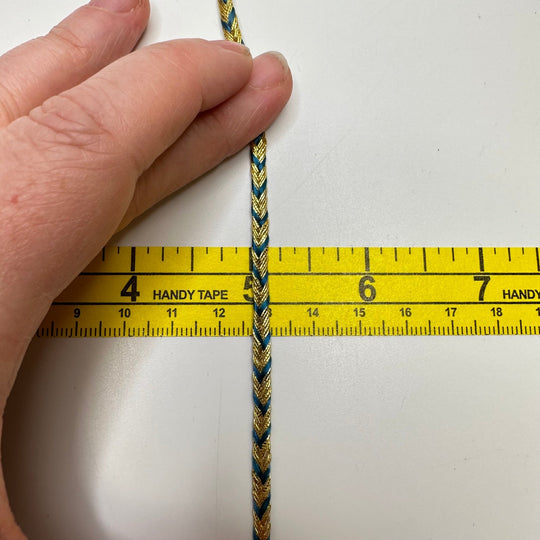 ⅛" (3mm) Braided Tape Trim - Blue/Gold - 3M Bundle - True Deadstock supplies Fabric by private - Sustainable Textile | FABCYCLE