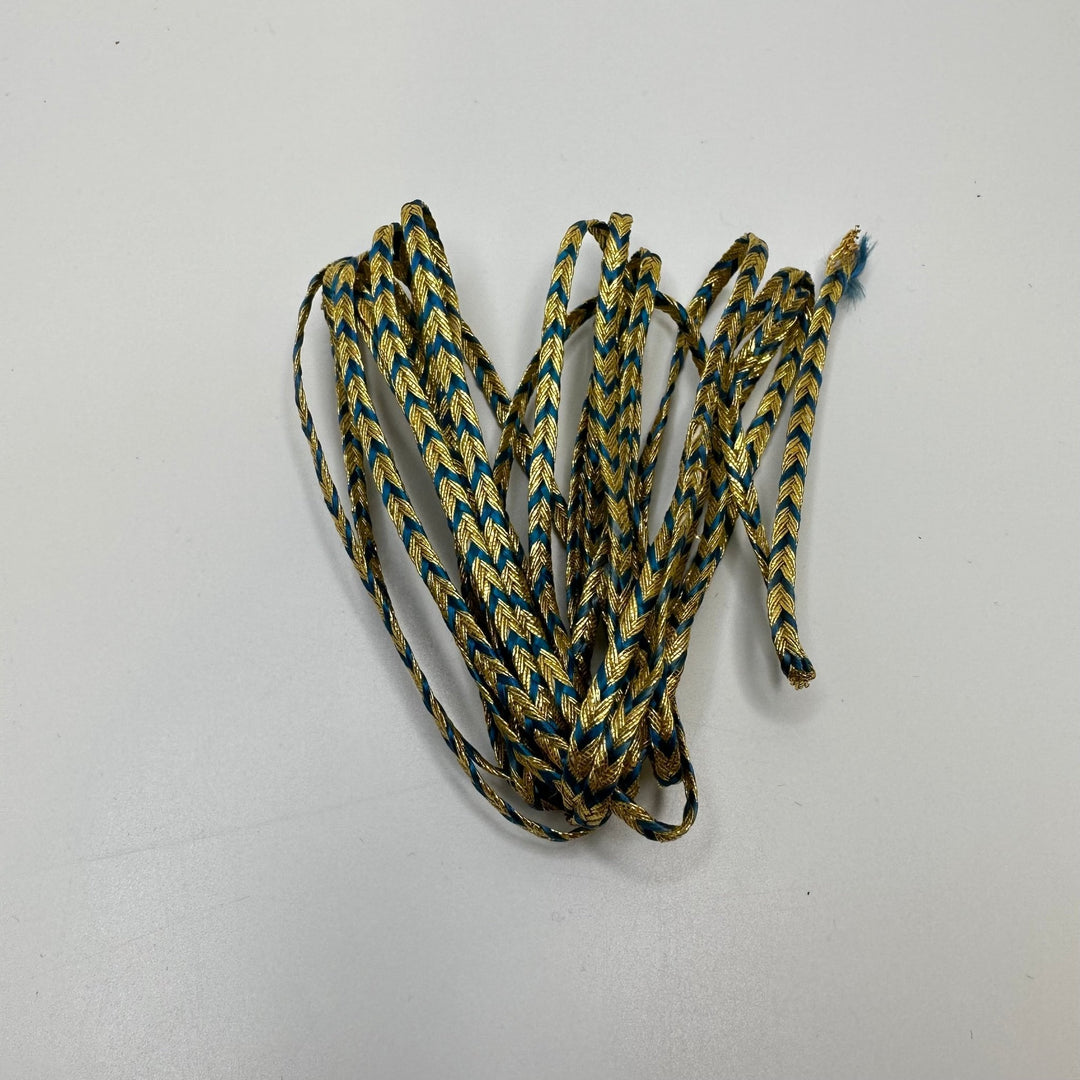 ⅛" (3mm) Braided Tape Trim - Blue/Gold - 3M Bundle - True Deadstock supplies Fabric by private - Sustainable Textile | FABCYCLE