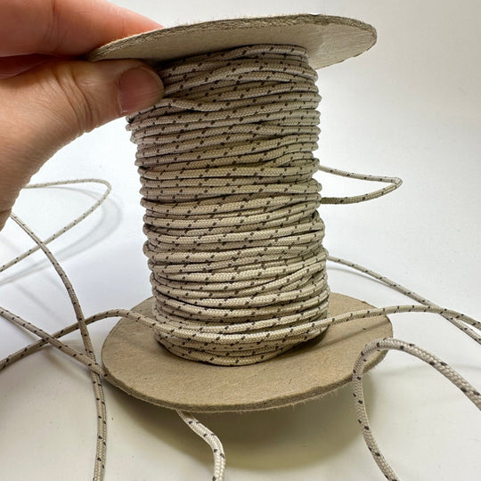 ⅛" (3mm) Rope Cording Trim - Cream/Grey - Roll - True Deadstock supplies Fabric by private - Sustainable Textile | FABCYCLE