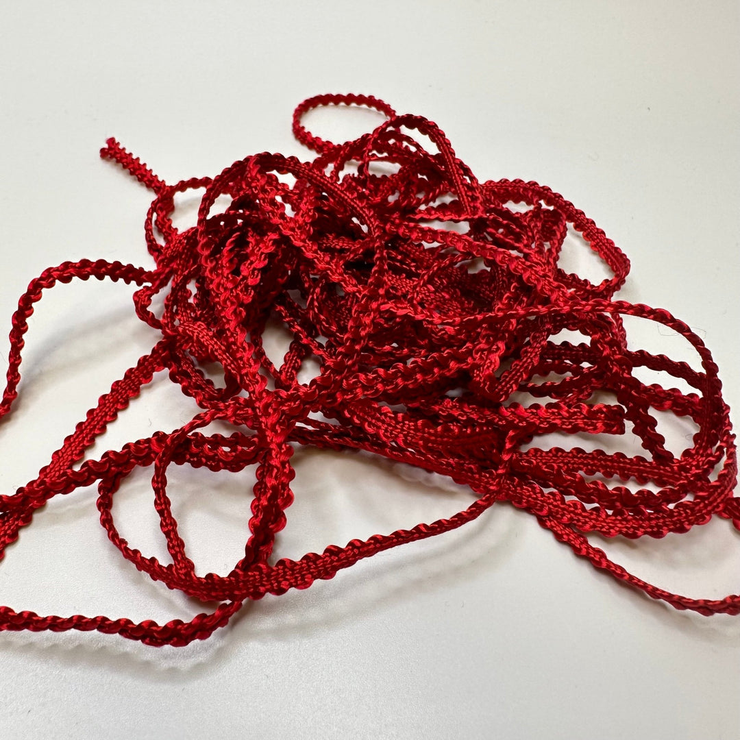 ⅛" (3mm) Scalloped Braided Cording Trim - Red - 4.8M Bundle - True Deadstock supplies Fabric by private - Sustainable Textile | FABCYCLE