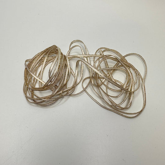⅛" (3mm) Vintage Ribbon Trim - White/Gold - 4.45M Bundle - True Deadstock supplies Fabric by private - Sustainable Textile | FABCYCLE