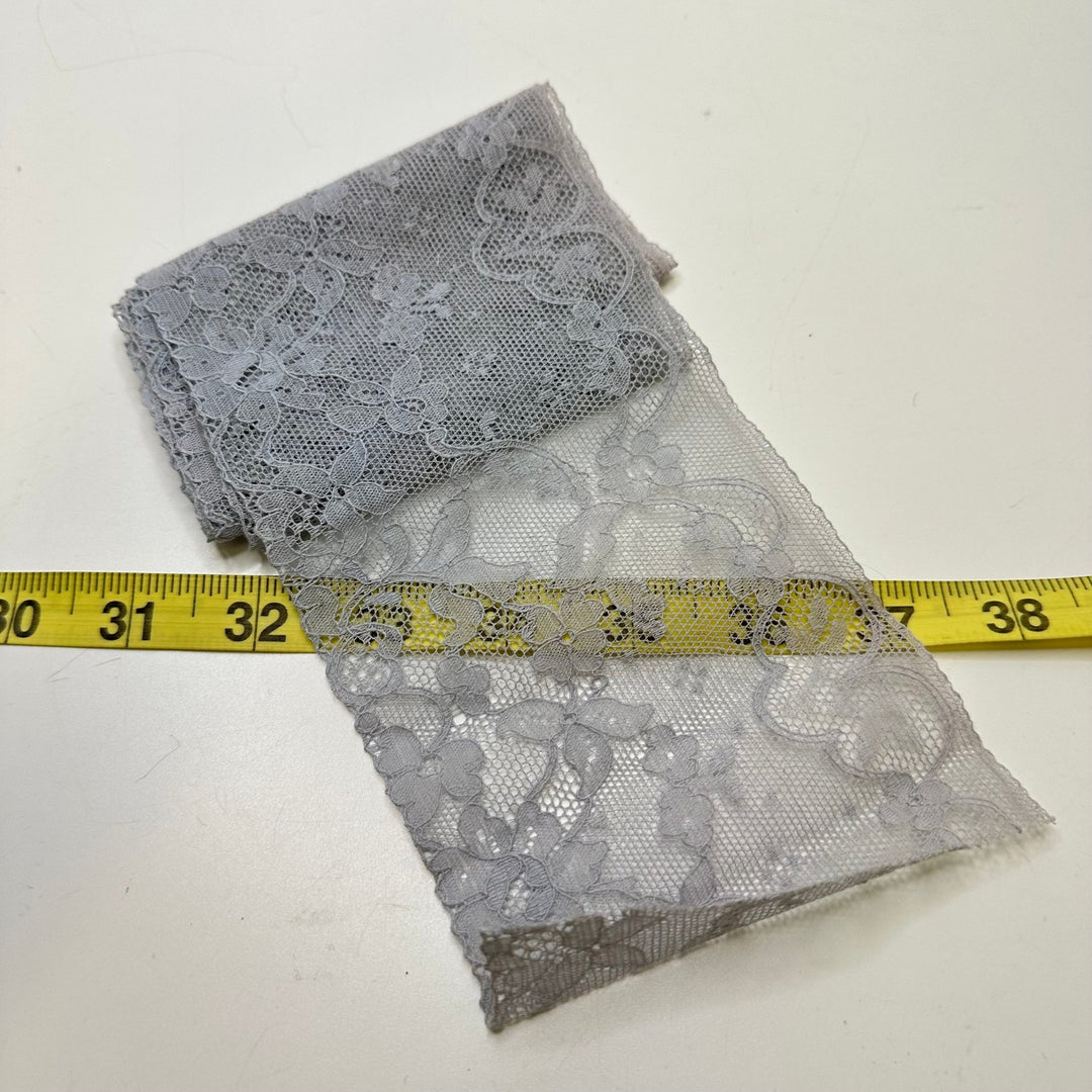 4" (102mm) Lace Trim - Light Grey - 1M Bundle - True Deadstock supplies Fabric by private - Sustainable Textile | FABCYCLE