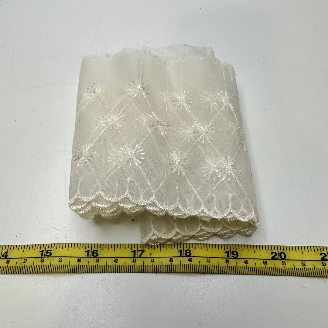 4" (102mm) Lace Trim - White - 1.2M Bundle - True Deadstock supplies Fabric by private - Sustainable Textile | FABCYCLE