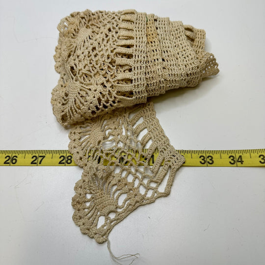 4" (102mm) Vintage Scalloped Crochet Lace Trim - Light Beige - 1.95M Bundle - True Deadstock supplies Fabric by private - Sustainable Textile | FABCYCLE