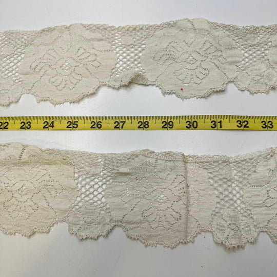 4" (102mm) Vintage Scalloped Lace Trim - White - 2 Pack - True Deadstock supplies Fabric by private - Sustainable Textile | FABCYCLE