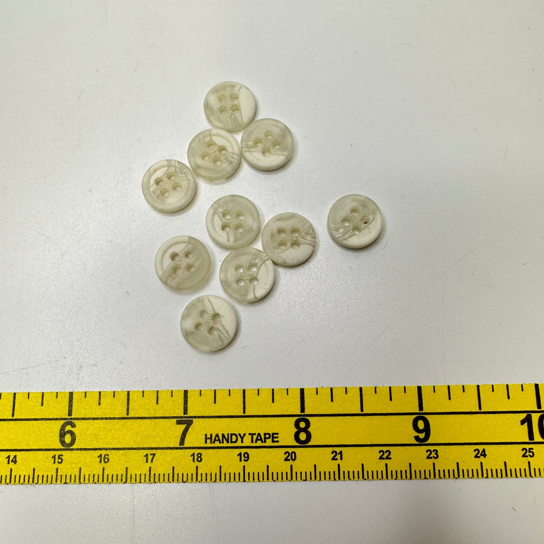4 Hole Button - 10MM Plastic - Cream - 10 Pack - True Deadstock supplies Fabric by private - Sustainable Textile | FABCYCLE