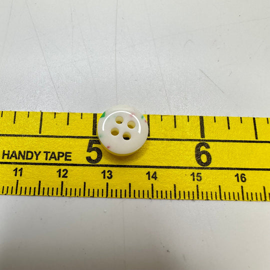 4 Hole Button - 10MM Plastic - Cream/Grn &amp; Pink Speckles - 25 Pack - True Deadstock supplies Fabric by private - Sustainable Textile | FABCYCLE