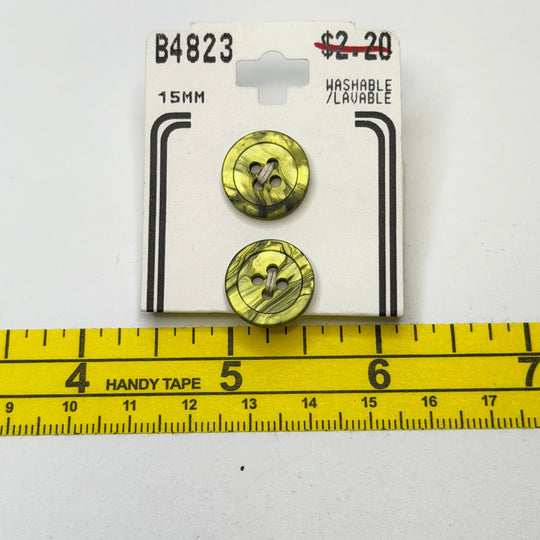4 Hole Button - 10MM Plastic - Green - 2 Pack - True Deadstock supplies Fabric by private - Sustainable Textile | FABCYCLE