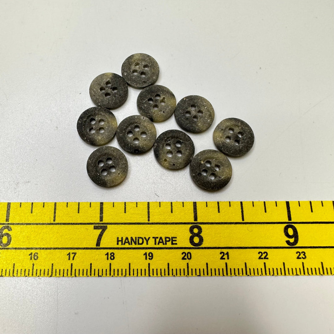 4 Hole Button - 10MM Plastic - Grey/Beige - 10 Pack - True Deadstock supplies Fabric by private - Sustainable Textile | FABCYCLE