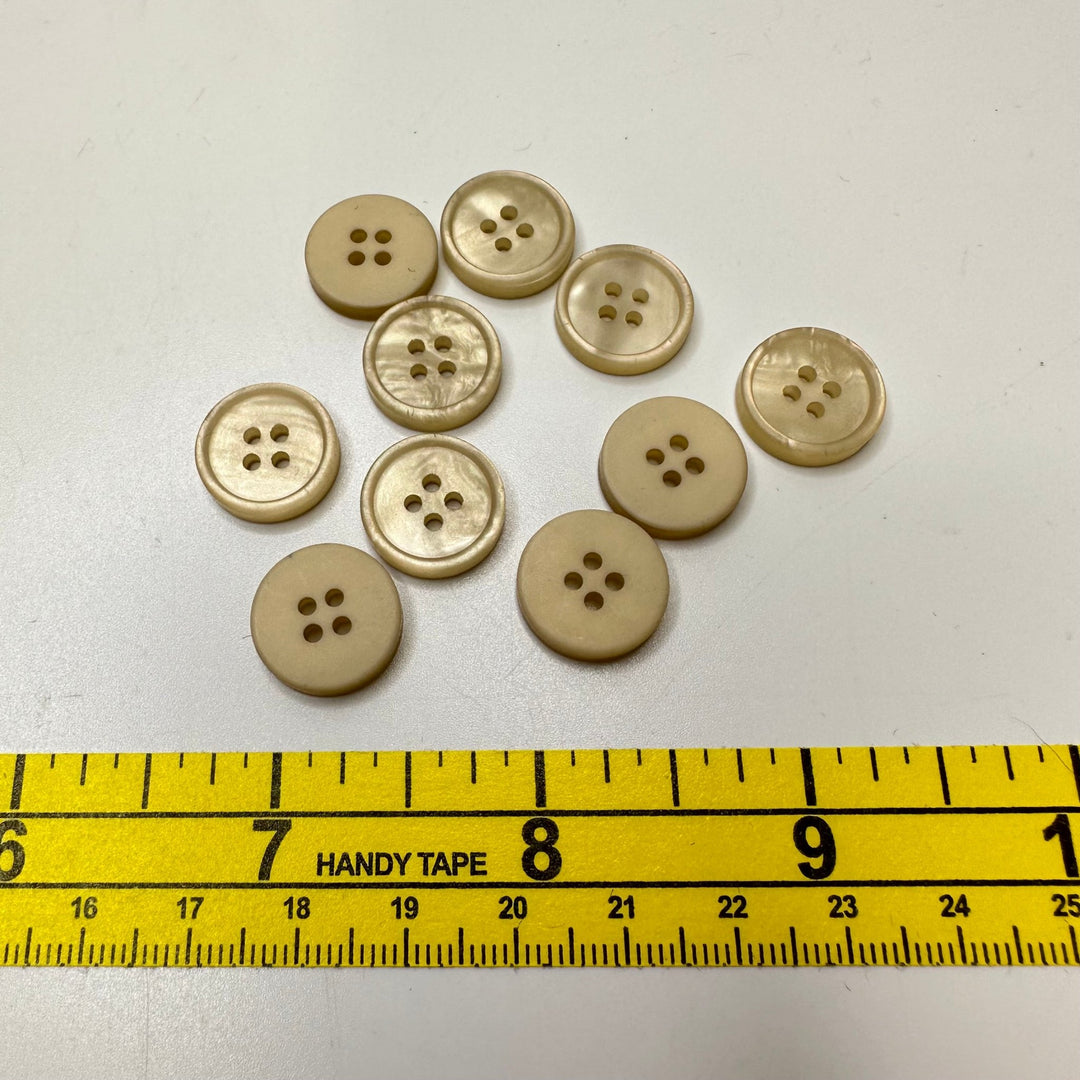 4 Hole Button - 10MM Plastic - Light Beige - 10 Pack - True Deadstock supplies Fabric by private - Sustainable Textile | FABCYCLE