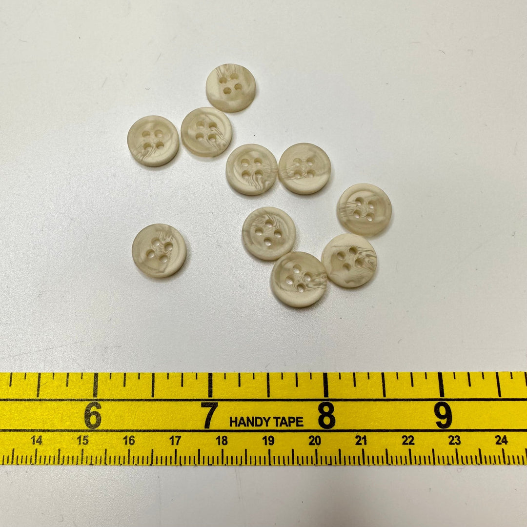 4 Hole Button - 10MM Plastic - Translucent Cream - 10 Pack - True Deadstock supplies Fabric by private - Sustainable Textile | FABCYCLE