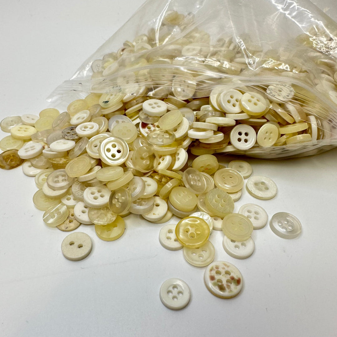 4 Hole Button - 10MM Plastic - White/Cream - 300 Pack - True Deadstock supplies Fabric by private - Sustainable Textile | FABCYCLE