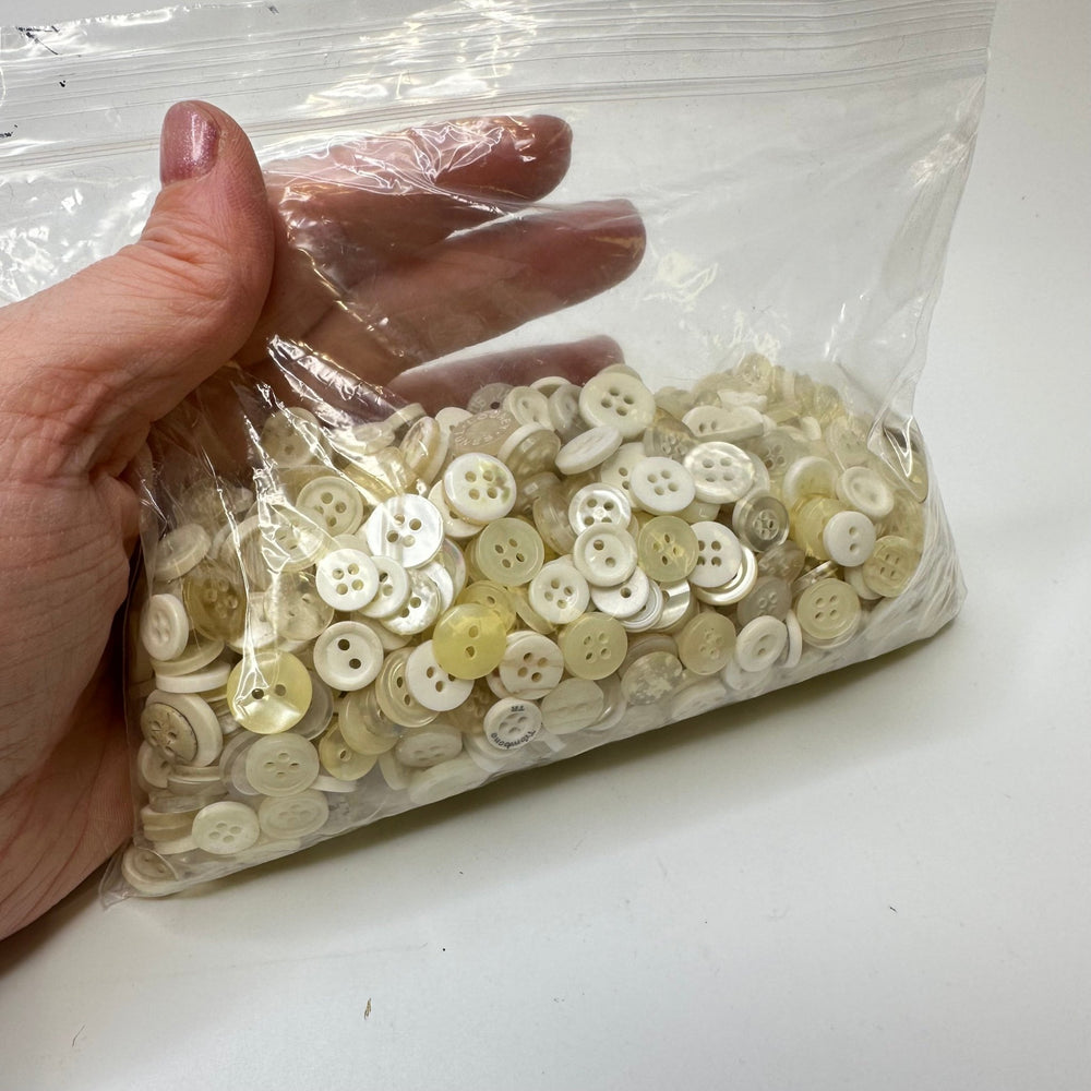 4 Hole Button - 10MM Plastic - White/Cream - 300 Pack - True Deadstock supplies Fabric by private - Sustainable Textile | FABCYCLE