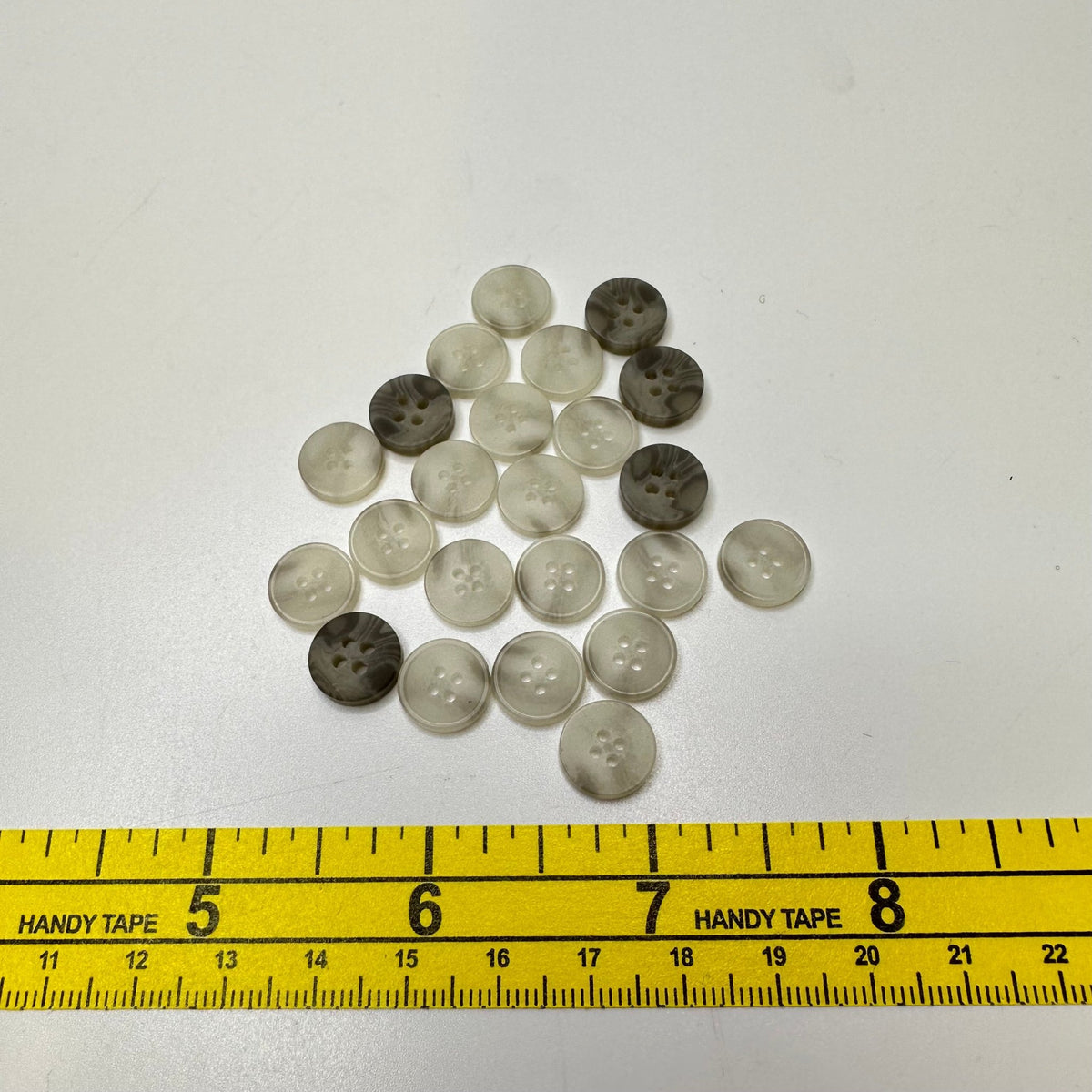 4 Hole Button - 10MM Plastic - White/Grey - 20 Pack - True Deadstock supplies Fabric by private - Sustainable Textile | FABCYCLE