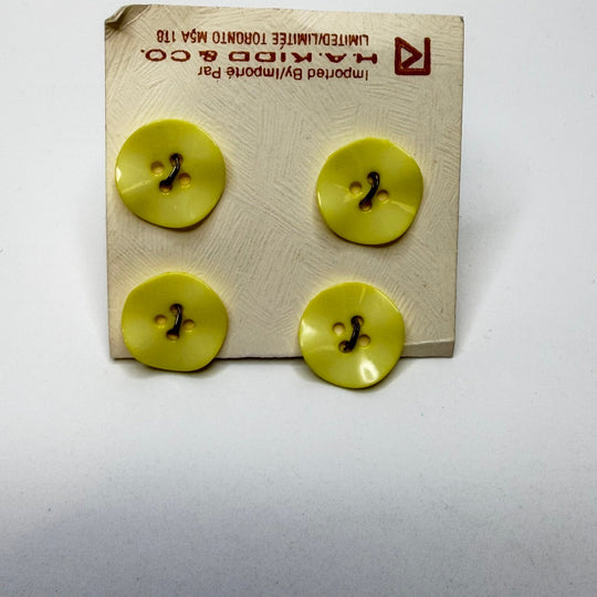 4 Hole Button - 10MM Plastic - Yellow - 4 Pack - True Deadstock supplies Fabric by private - Sustainable Textile | FABCYCLE