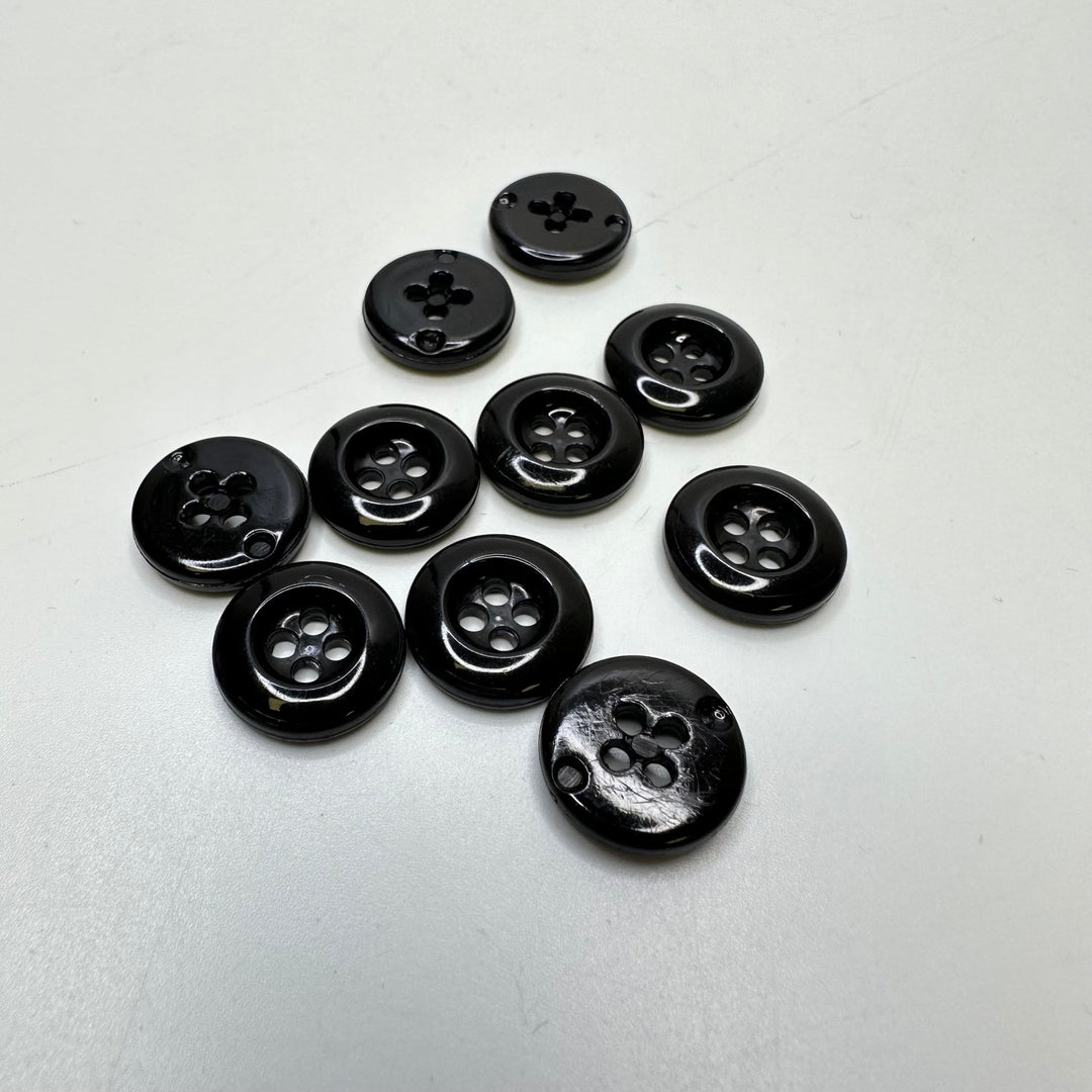 4 Hole Button - 13MM Plastic - Black - 10 Pack - True Deadstock supplies Fabric by private - Sustainable Textile | FABCYCLE