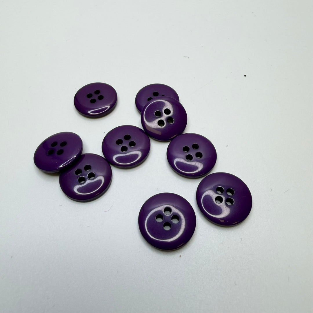 4 Hole Button - 15MM Plastic - Dark Purple - 9 Pack - True Deadstock supplies Fabric by private - Sustainable Textile | FABCYCLE
