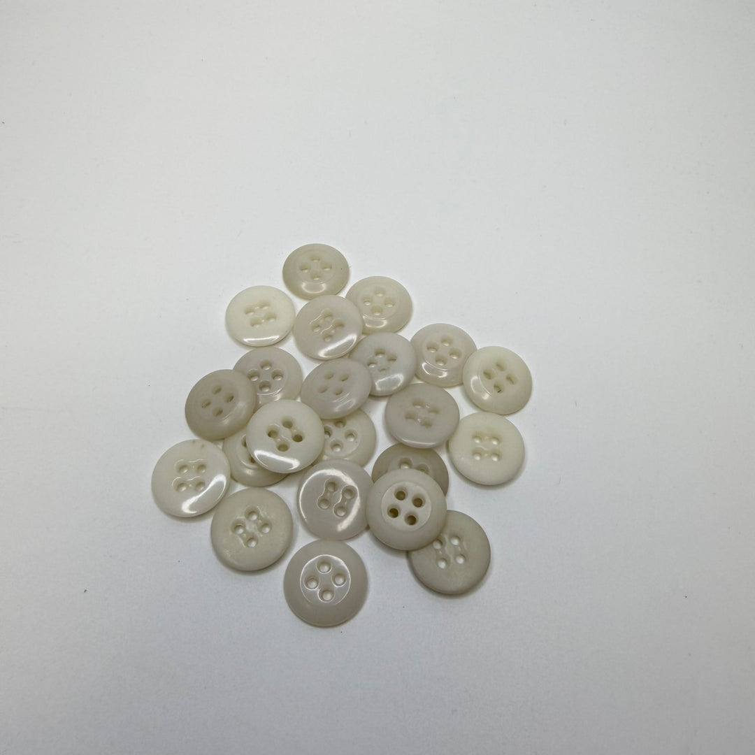 4 Hole Button - 15MM Plastic - White - 25 Pack - True Deadstock supplies Fabric by private - Sustainable Textile | FABCYCLE