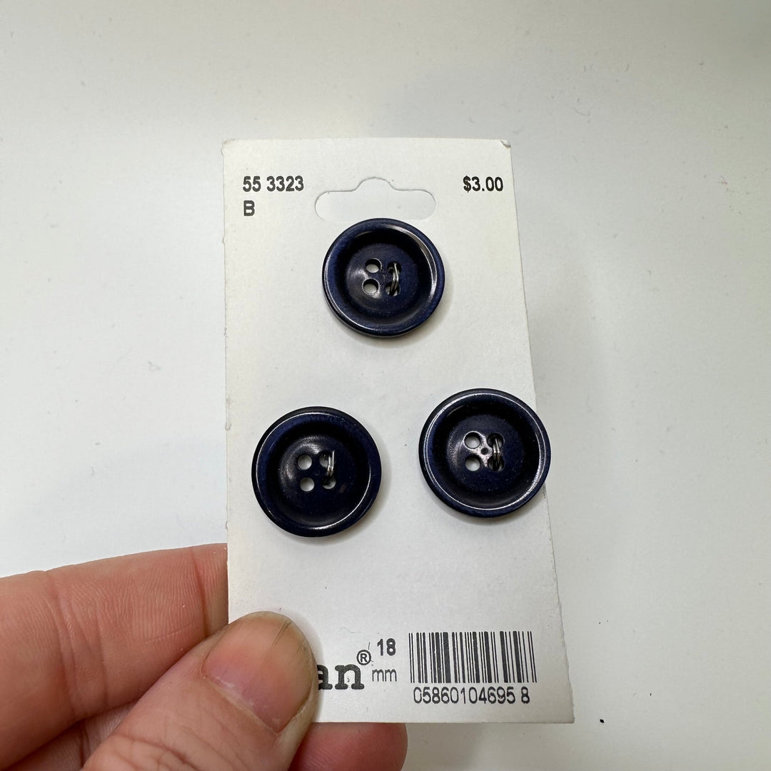 4 Hole Button - 18MM Plastic - Black - 3 Pack - True Deadstock supplies Fabric by private - Sustainable Textile | FABCYCLE