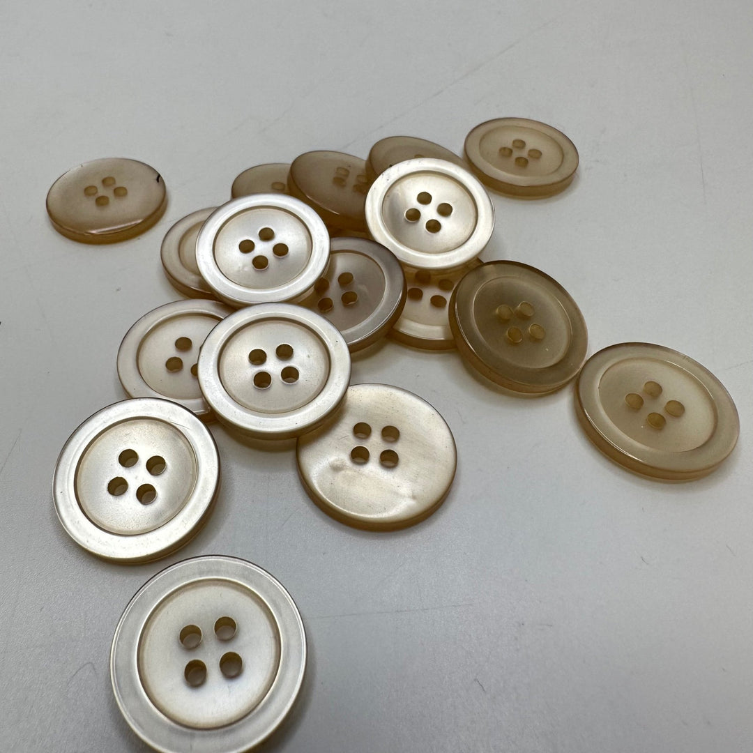 4 Hole Button - 20MM Plastic - Beige - 17 Pack - True Deadstock supplies Fabric by private - Sustainable Textile | FABCYCLE