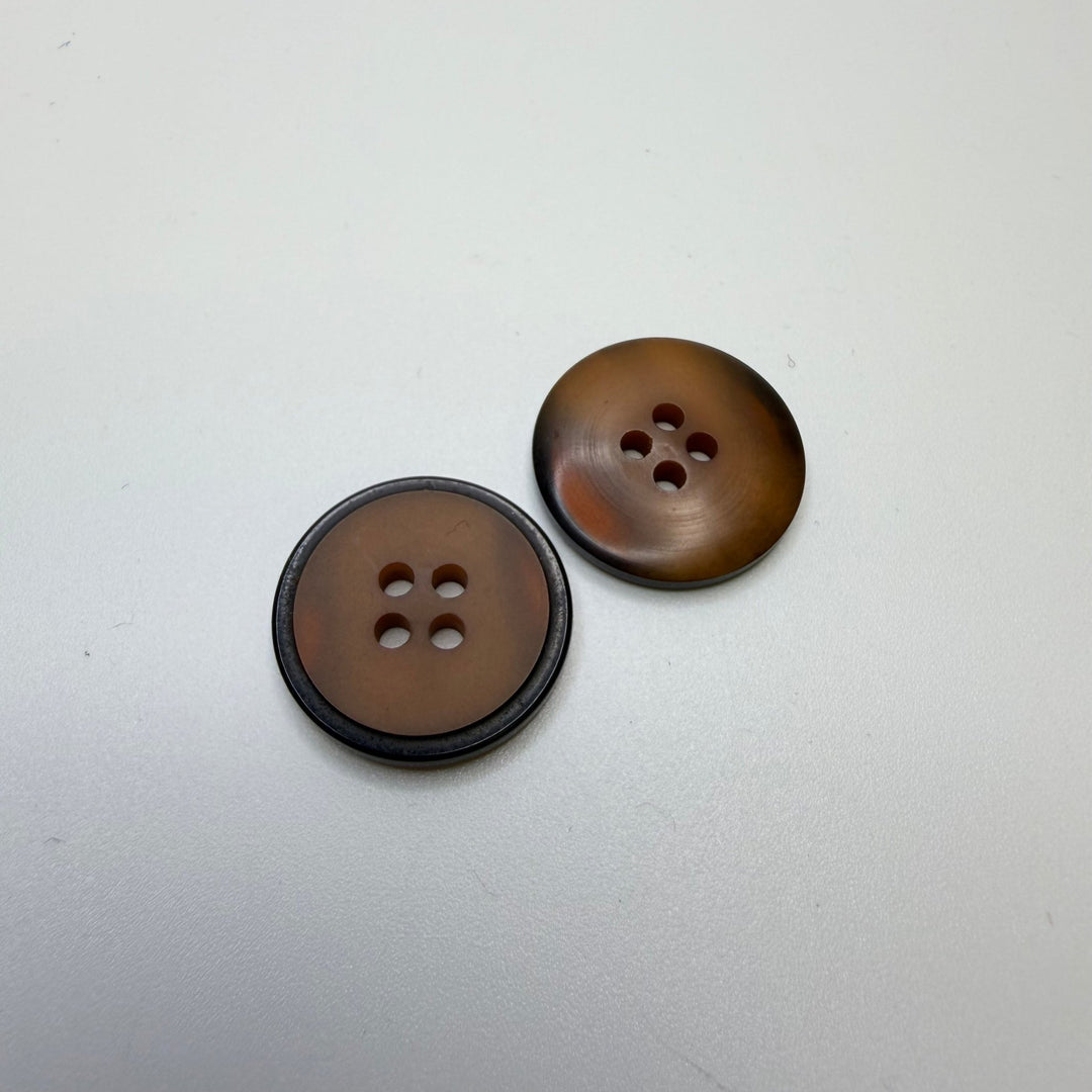 4 Hole Button - 20MM Plastic - Brown/Black - 2 Pack - True Deadstock supplies Fabric by private - Sustainable Textile | FABCYCLE