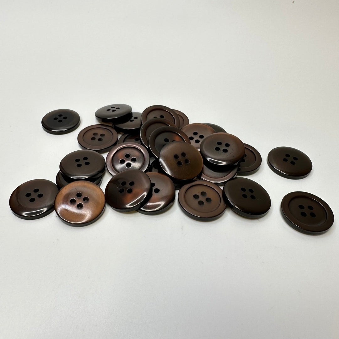 4 Hole Button - 20MM Plastic - Brown/Burgundy - 25 Pack - True Deadstock supplies Fabric by private - Sustainable Textile | FABCYCLE