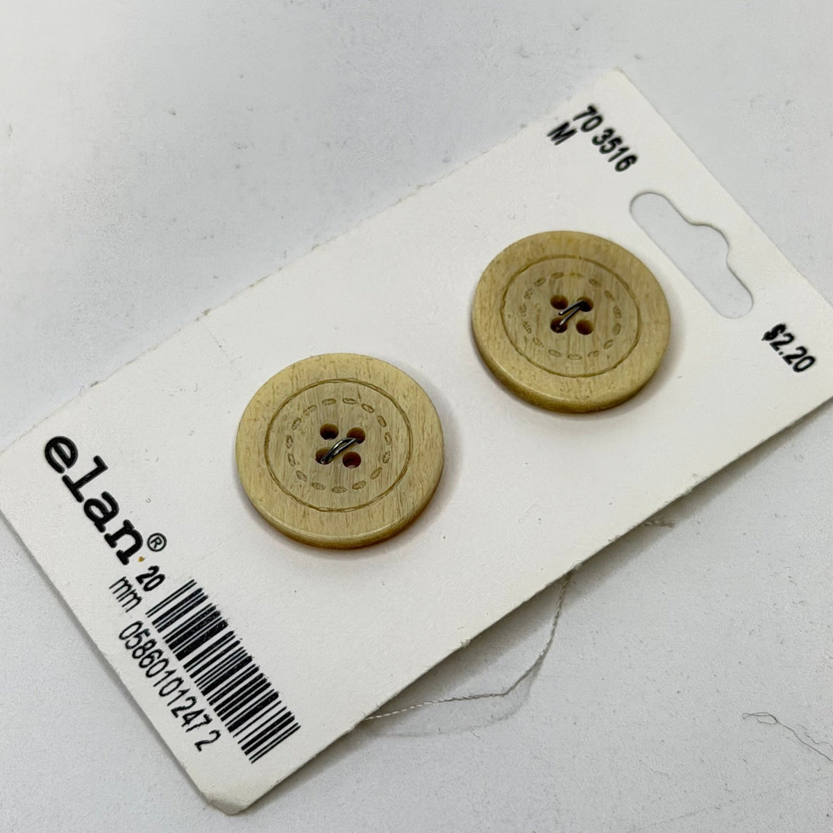 4 Hole Button - 20MM Plastic - Cream - 2 Pack - True Deadstock supplies Fabric by private - Sustainable Textile | FABCYCLE