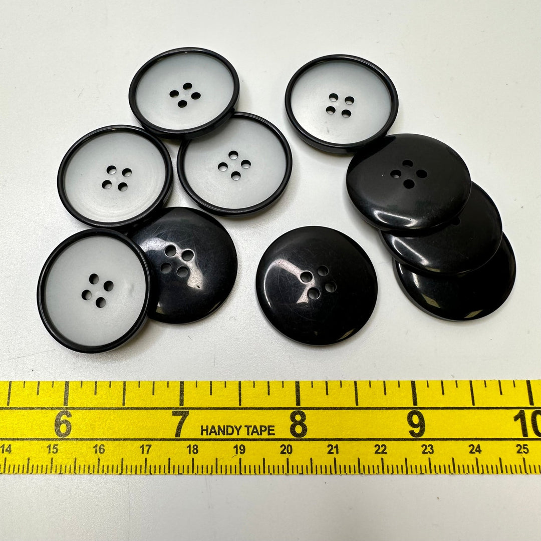 4 Hole Button - 25MM Plastic - Black/White - 10 Pack - True Deadstock supplies Fabric by private - Sustainable Textile | FABCYCLE