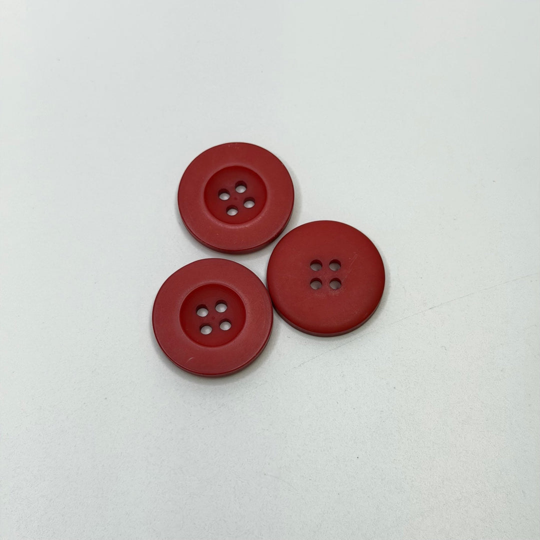 4 Hole Button - 25MM Plastic - Red - 3 Pack - True Deadstock supplies Fabric by private - Sustainable Textile | FABCYCLE