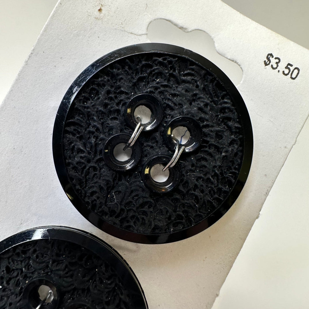 4 Hole Button - 30MM Plastic - Black - 2 Pack - True Deadstock supplies Fabric by private - Sustainable Textile | FABCYCLE