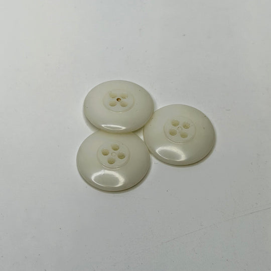 4 Hole Button - 30MM Plastic - Cream/White - 3 Pack - True Deadstock supplies Fabric by private - Sustainable Textile | FABCYCLE