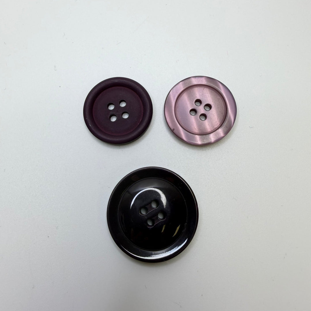 4 Hole Button - 30MM Plastic - Dark Purple - 3 Pack - True Deadstock supplies Fabric by private - Sustainable Textile | FABCYCLE