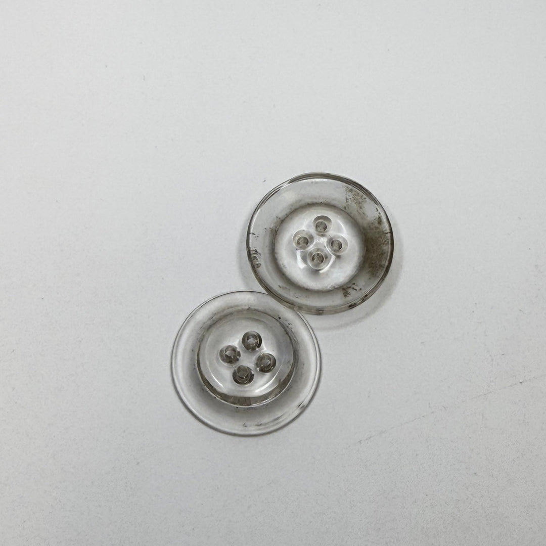 4 Hole Button - 30MM Plastic - Transparent Clear - 2 Pack - True Deadstock supplies Fabric by private - Sustainable Textile | FABCYCLE