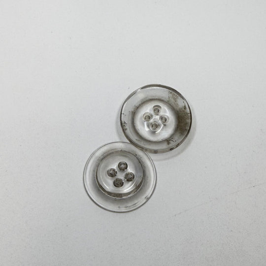 4 Hole Button - 30MM Plastic - Transparent Clear - 2 Pack - True Deadstock supplies Fabric by private - Sustainable Textile | FABCYCLE