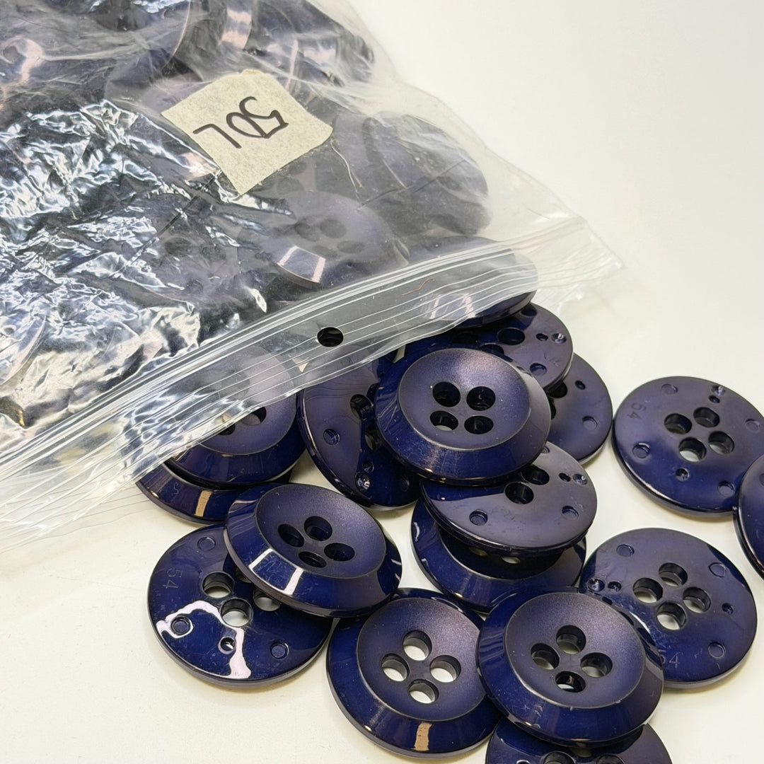 4 Hole Button - 35MM Plastic - Navy/Purple - True Deadstock supplies Fabric by private - Sustainable Textile | FABCYCLE