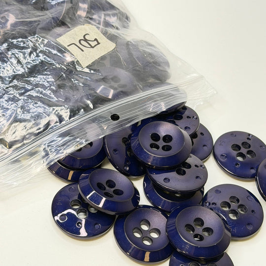 4 Hole Button - 35MM Plastic - Navy/Purple - True Deadstock supplies Fabric by private - Sustainable Textile | FABCYCLE