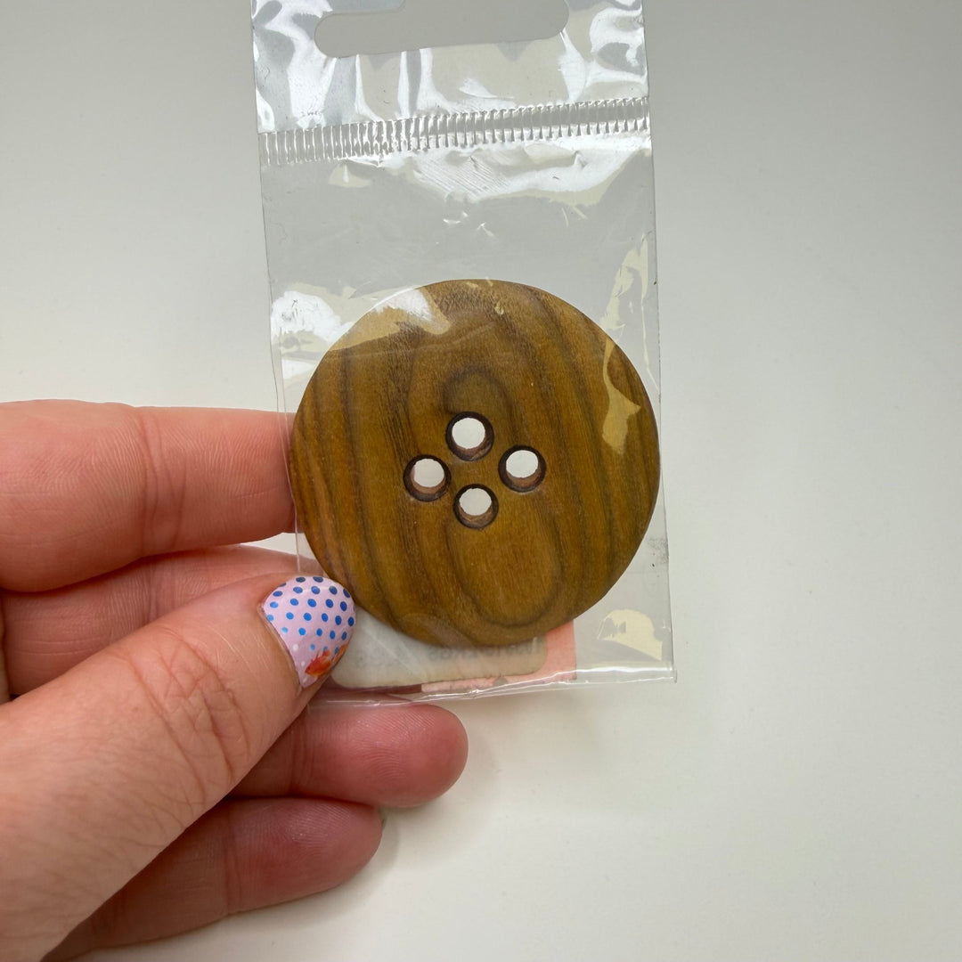 4 Hole Button - 50MM Wood - Beige - True Deadstock supplies Fabric by private - Sustainable Textile | FABCYCLE