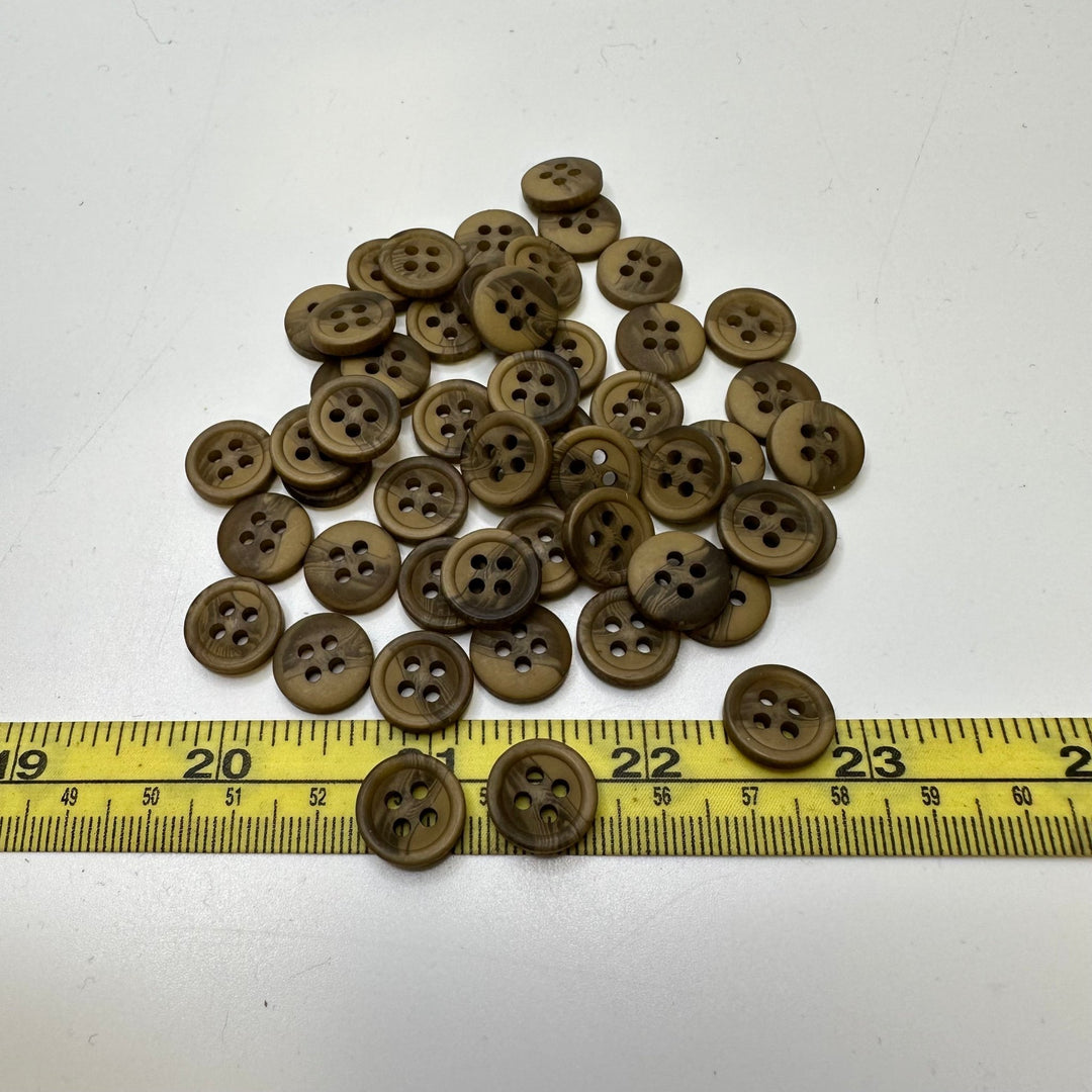 4 Hole Button - 5MM Plastic - Beige/Brown - 50 Pack - True Deadstock supplies Fabric by private - Sustainable Textile | FABCYCLE