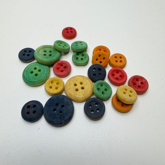 4 Hole Button - Wood - Multi - 20 Pack - True Deadstock supplies Fabric by private - Sustainable Textile | FABCYCLE