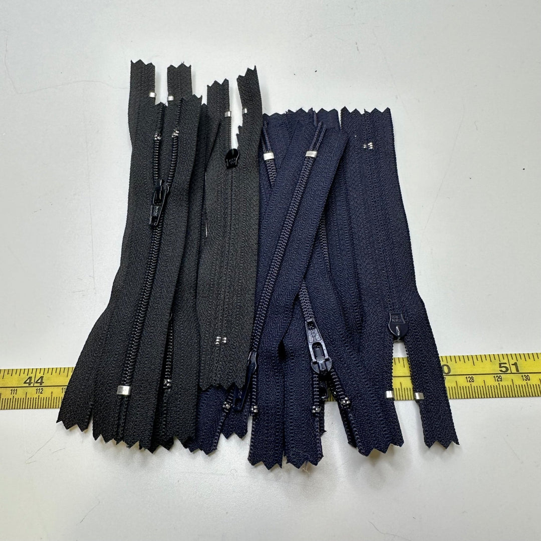 4" YKK Coil Zipper - Closed End - Black/Navy - 12 Pack - True Deadstock supplies Fabric by private - Sustainable Textile | FABCYCLE