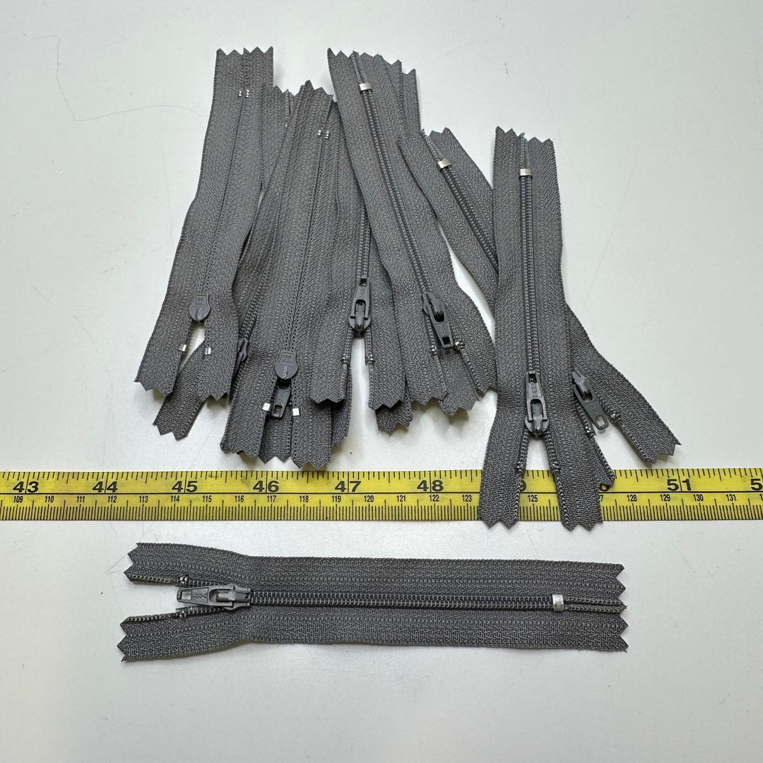 4" YKK Coil Zipper - Closed End - Grey - 10 Pack - True Deadstock supplies Fabric by private - Sustainable Textile | FABCYCLE