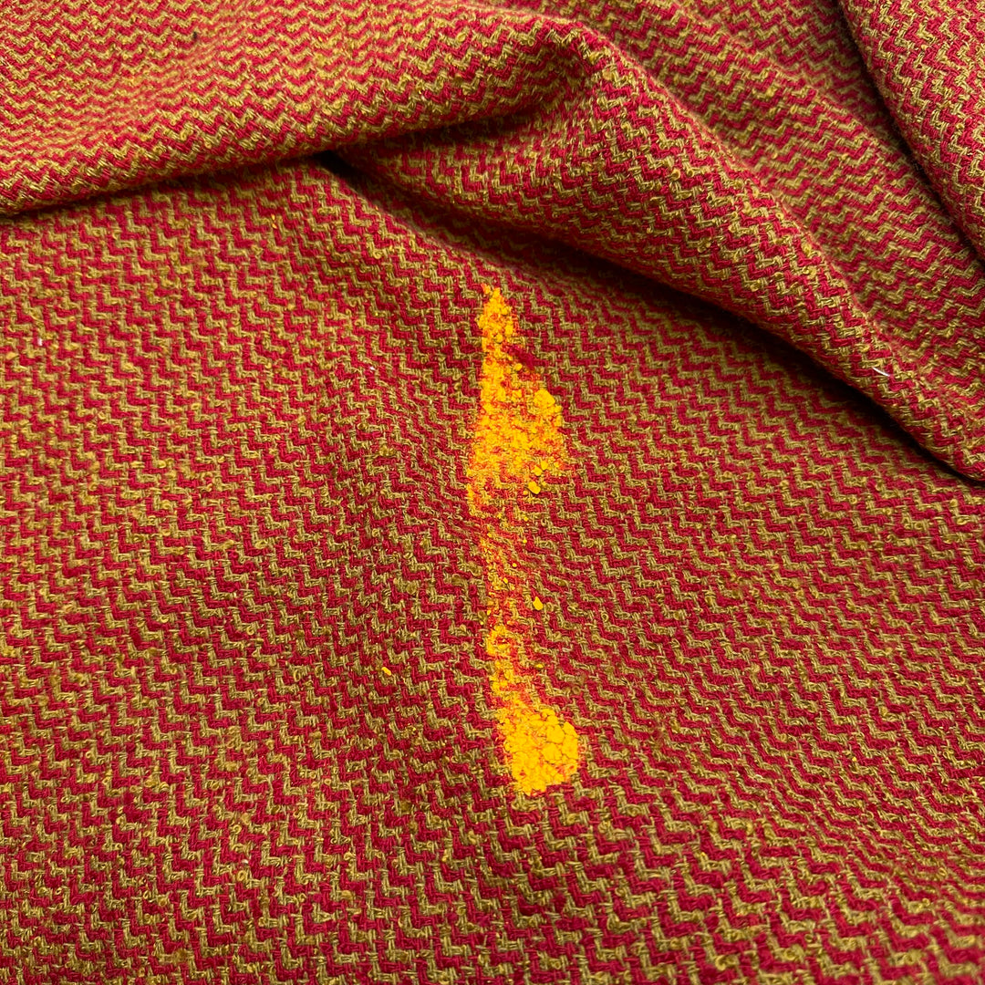 Riding Out The Waves - Slub In The Weave Herringbone Acrylic/Wool Woven - Red/Yellow Chevron - 1M Bundle